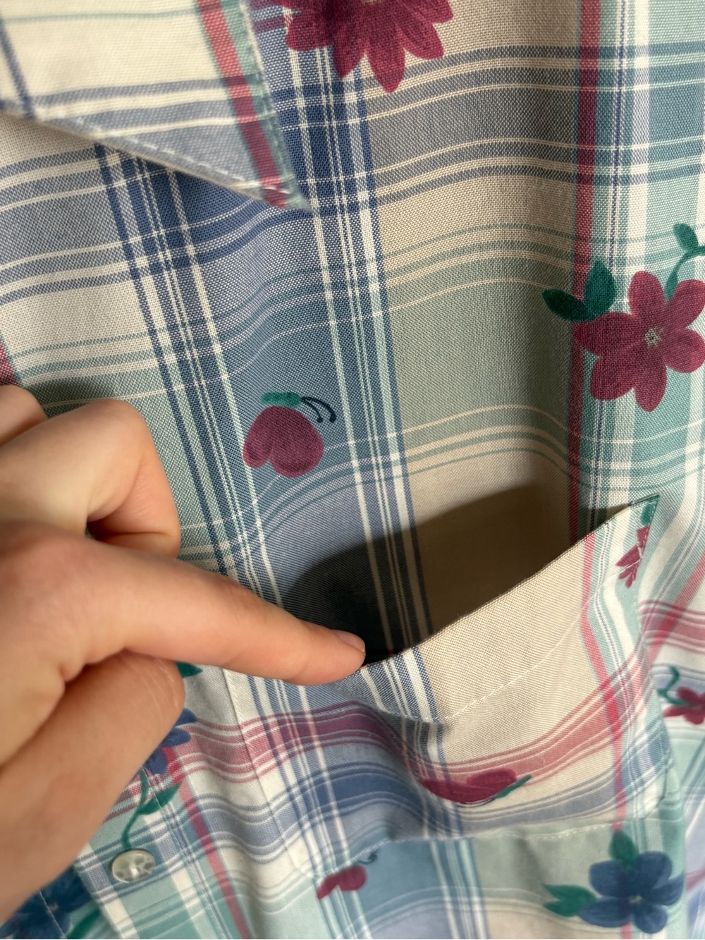 Alfred Dunner Pastel Plaid Floral Button-Up Shirt Women’s 18W Vintage - Picture 4 of 6